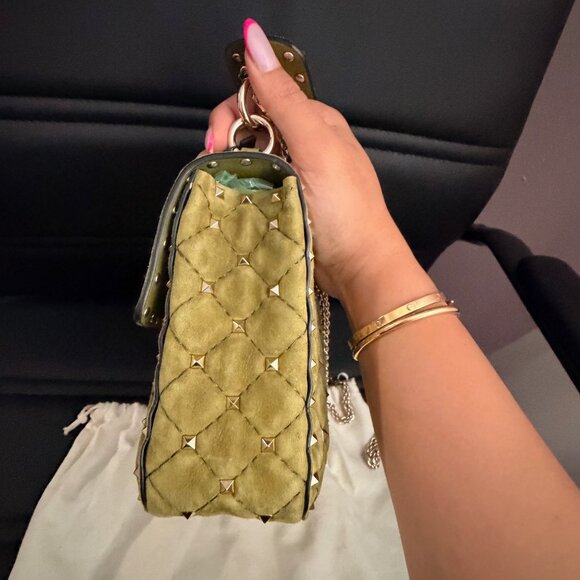 Valentino Green Suede Rockstud Bag - Picture 7 of 10